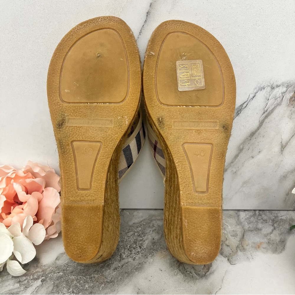 Burberry Beige Plaid Espadrille Wedge Sandals - Picture 10 of 14